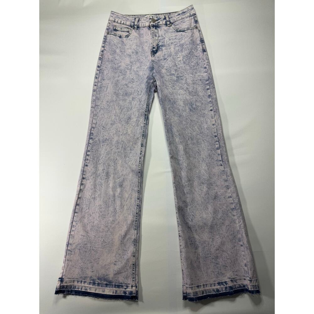 Fashion Nova Women's Wide Leg Acid Wash Pink Denimโ Jeans - Size 7 (28x32.5)*